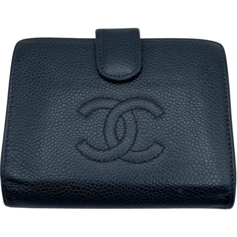 シャネル CHANEL ココマークウォレット A13497 7番台 ブラック GD金具 キャビア レディース 二つ折り財布