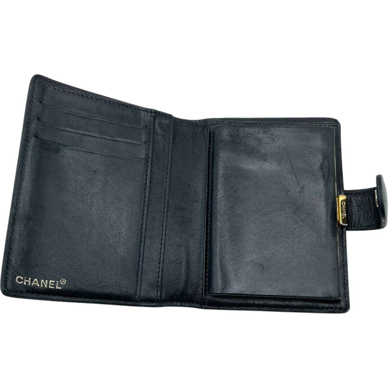 シャネル CHANEL ココマークウォレット A13497 7番台 ブラック GD金具 キャビア レディース 二つ折り財布