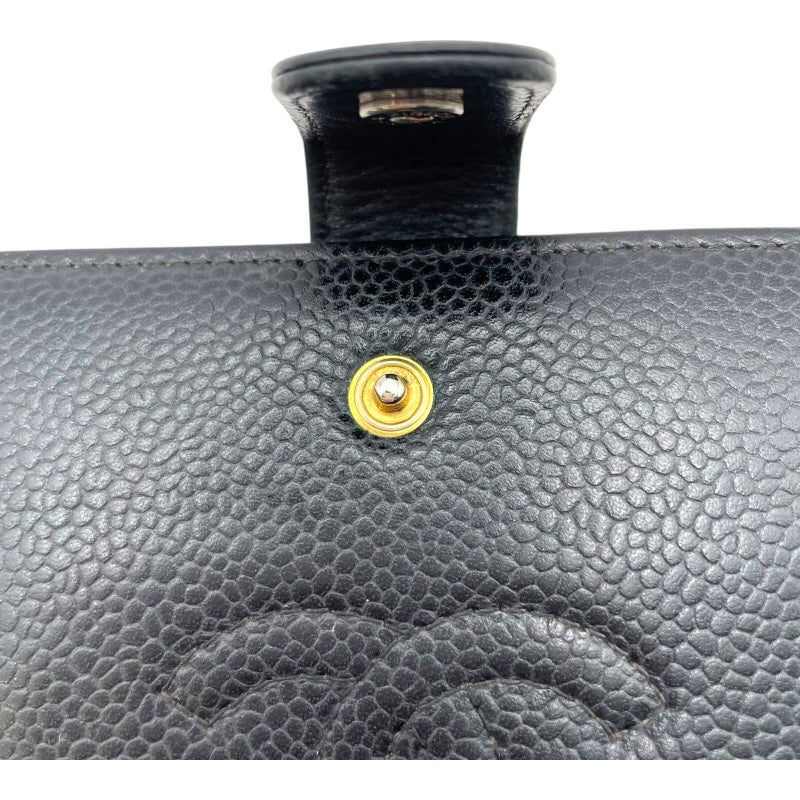 シャネル CHANEL ココマークウォレット A13497 7番台 ブラック GD金具 キャビア レディース 二つ折り財布