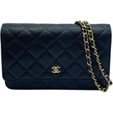 シャネル CHANEL マトラッセ チェーンウォレット A33814 22番台 ブラック GD金具 キャビア レディース ウォレットチェーン