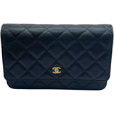 シャネル CHANEL マトラッセ チェーンウォレット A33814 22番台 ブラック GD金具 キャビア レディース ウォレットチェーン