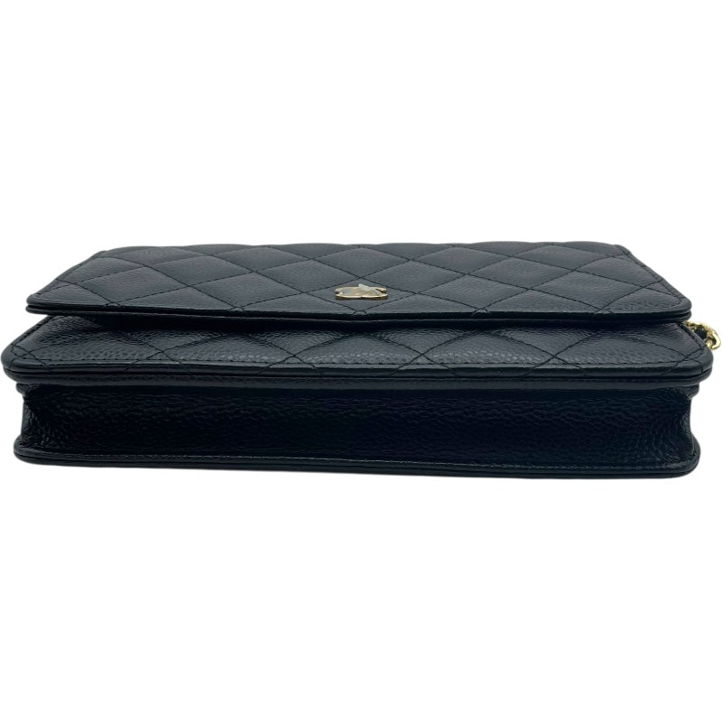 シャネル CHANEL マトラッセ チェーンウォレット A33814 22番台 ブラック GD金具 キャビア レディース ウォレットチェーン