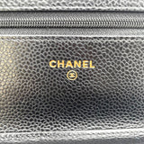 シャネル CHANEL マトラッセ チェーンウォレット A33814 22番台 ブラック GD金具 キャビア レディース ウォレットチェーン