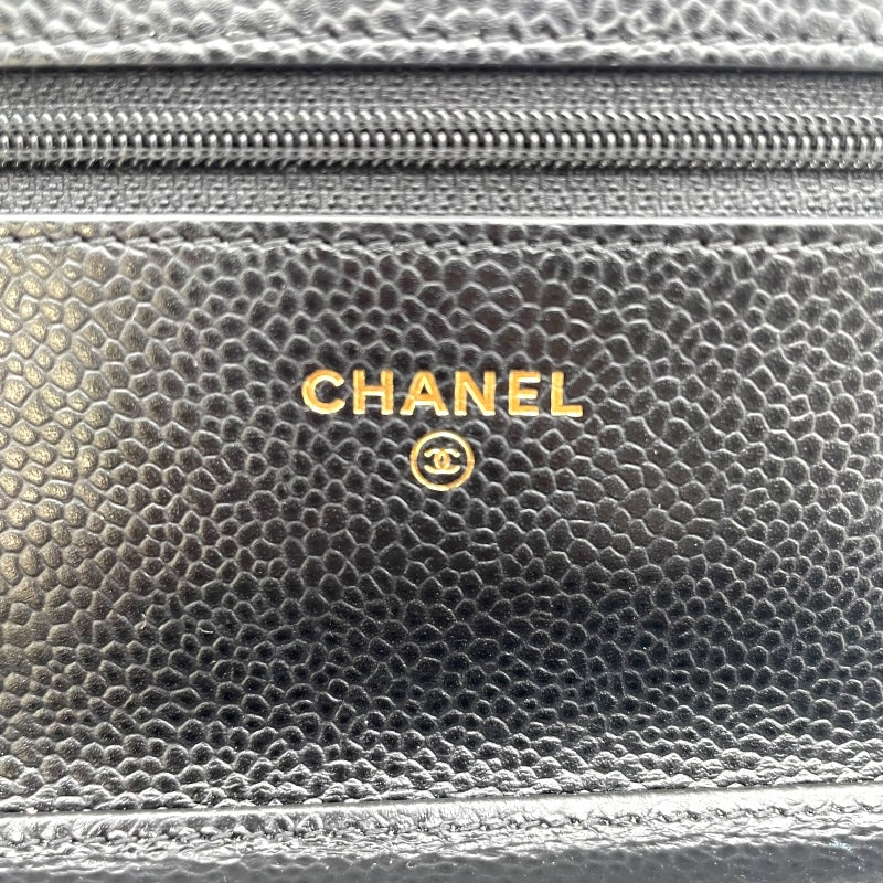 シャネル CHANEL マトラッセ チェーンウォレット A33814 22番台 ブラック GD金具 キャビア レディース ウォレットチェーン