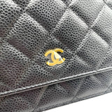 シャネル CHANEL マトラッセ チェーンウォレット A33814 22番台 ブラック GD金具 キャビア レディース ウォレットチェーン
