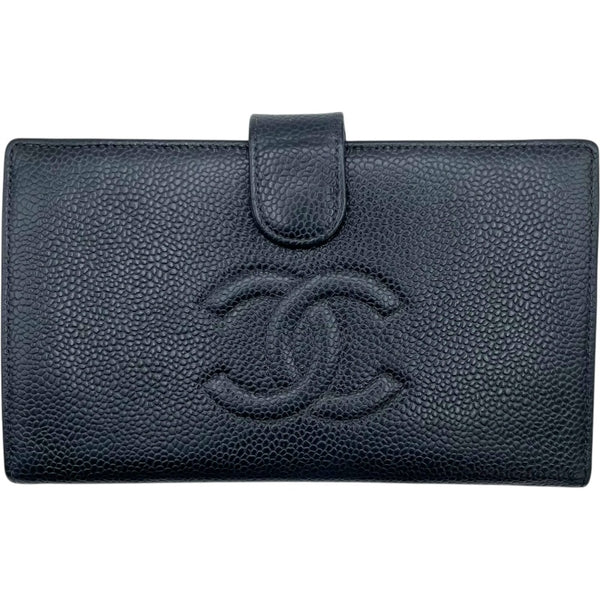 シャネル CHANEL ココマークウォレット A13498 ブラック GD金具 キャビアスキン ユニセックス 二つ折り財布