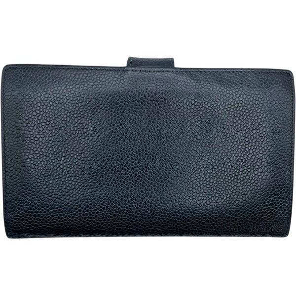 シャネル CHANEL ココマークウォレット A13498 ブラック GD金具 キャビアスキン ユニセックス 二つ折り財布
