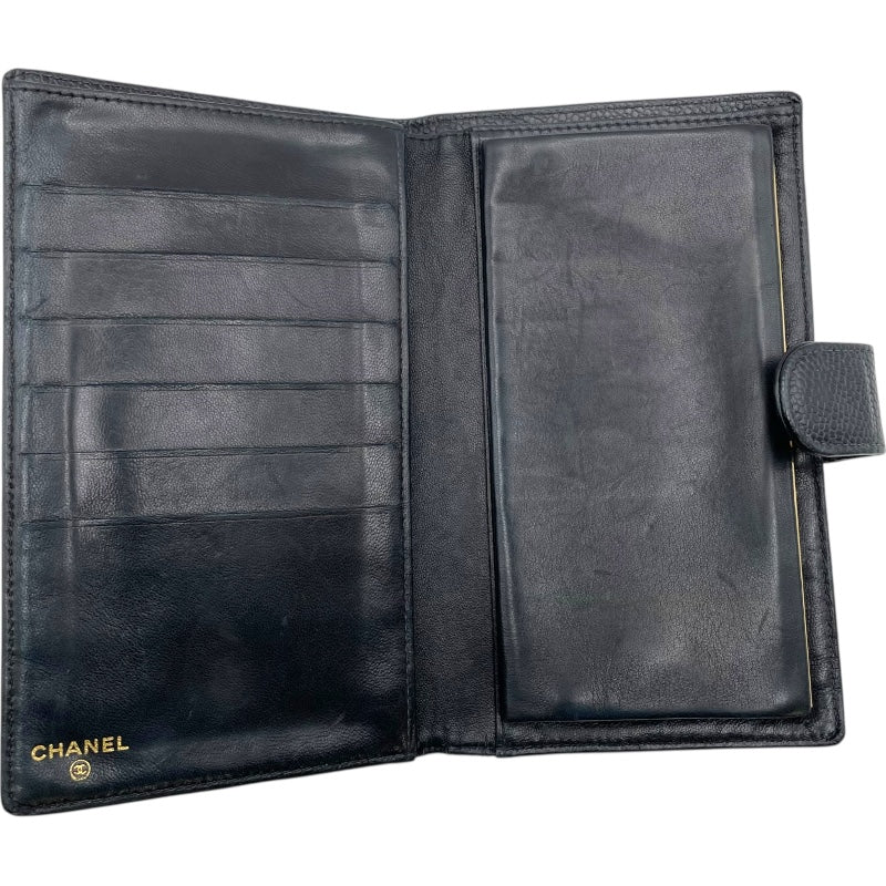 シャネル CHANEL ココマークウォレット A13498 ブラック GD金具 キャビアスキン ユニセックス 二つ折り財布