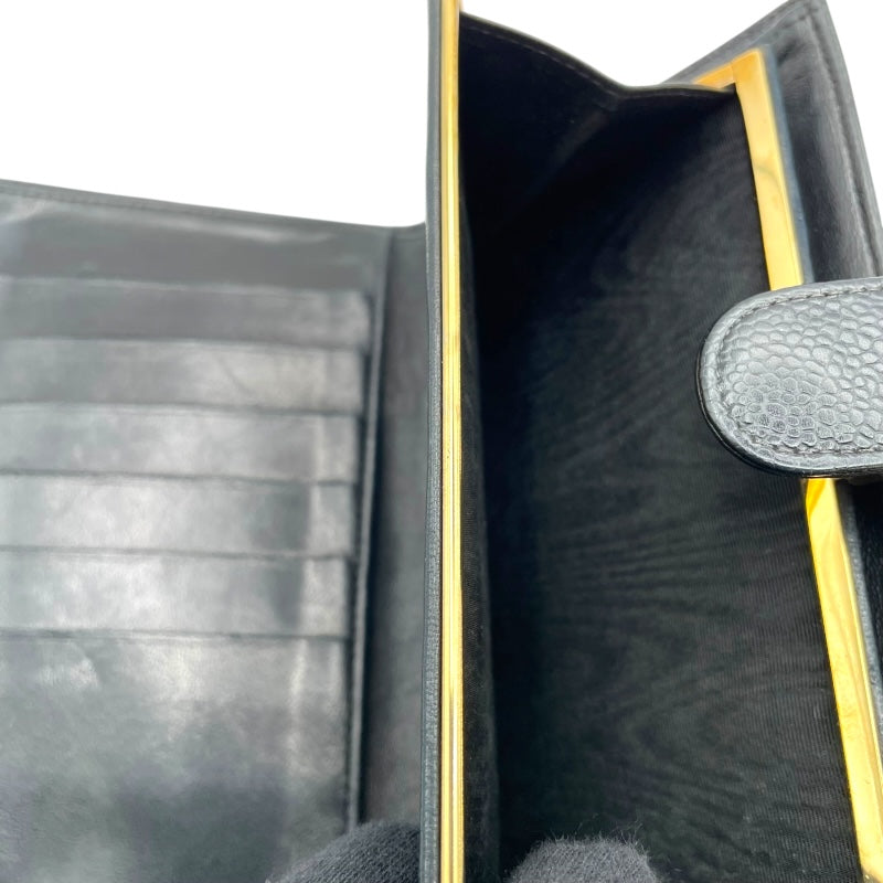 シャネル CHANEL ココマークウォレット A13498 ブラック GD金具 キャビアスキン ユニセックス 二つ折り財布