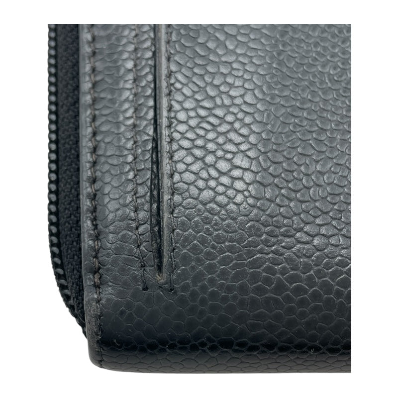 シャネル CHANEL ココマークラウンドウォレット A50071 9番台 ブラック　ゴールド金具 キャビアスキン レディース 長財布