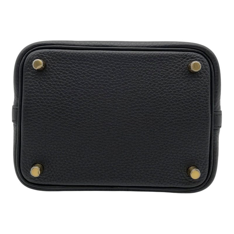 エルメス HERMES ピコタンロックPM W刻 ブラック GD金具 トリヨン レディース ハンドバッグ