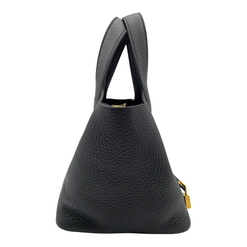 エルメス HERMES ピコタンロックPM W刻 ブラック GD金具 トリヨン レディース ハンドバッグ