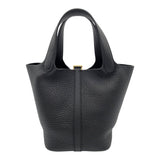 エルメス HERMES ピコタンロックPM W刻 ブラック GD金具 トリヨン レディース ハンドバッグ