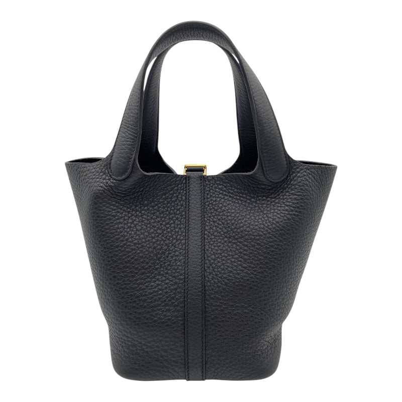 エルメス HERMES ピコタンロックPM W刻 ブラック GD金具 トリヨン レディース ハンドバッグ