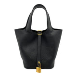 エルメス HERMES ピコタンロックPM W刻 ブラック GD金具 トリヨン レディース ハンドバッグ