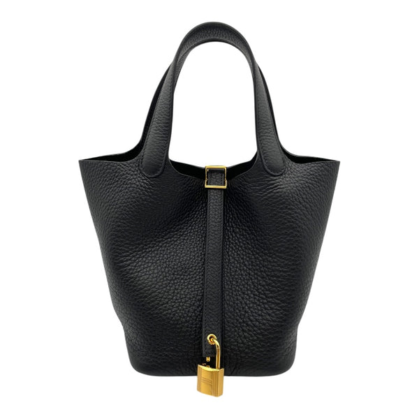 エルメス HERMES ピコタンロックPM W刻 ブラック GD金具 トリヨン レディース ハンドバッグ