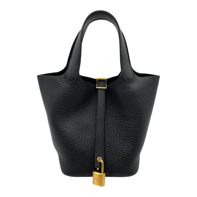 エルメス HERMES ピコタンロックPM W刻 ブラック GD金具 トリヨン レディース ハンドバッグ