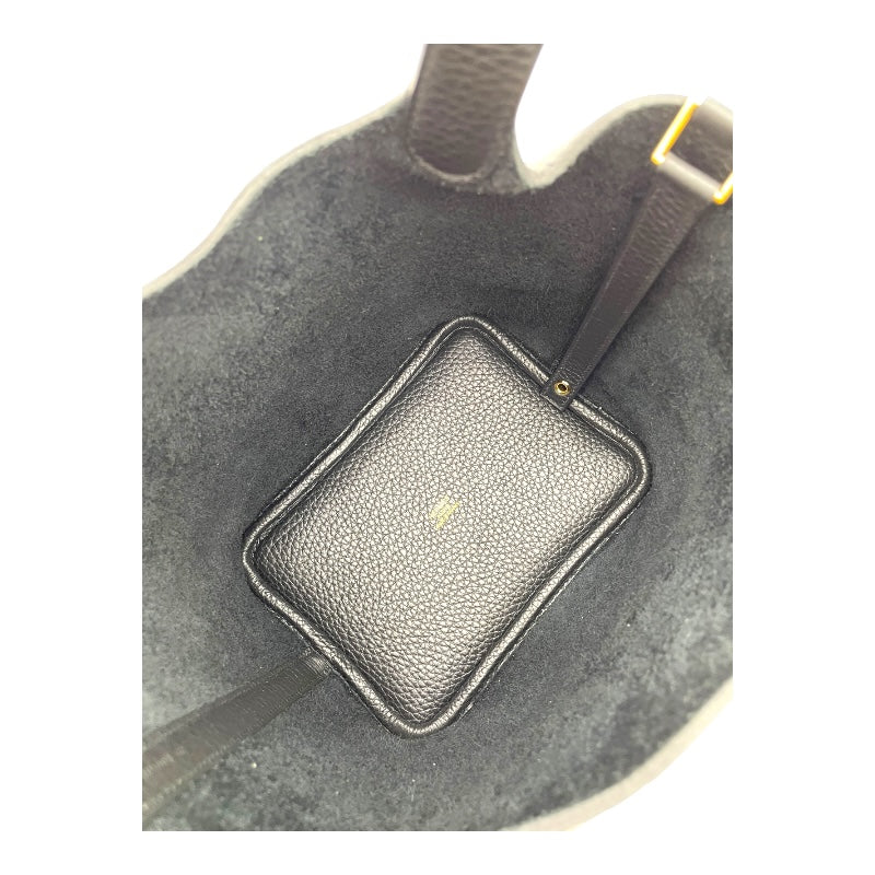 エルメス HERMES ピコタンロックPM W刻 ブラック GD金具 トリヨン レディース ハンドバッグ