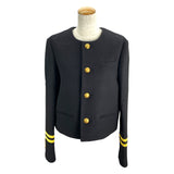 セリーヌ CELINE スペンサーキャンプテンジャケット 2V75F6700 ブラック カシミヤ レディース ノーカラージャケット