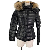 モンクレール MONCLER ARMOISE ファー付ダウンジャケット B20934531015 ブラック ナイロン レディース ダウンジャケット