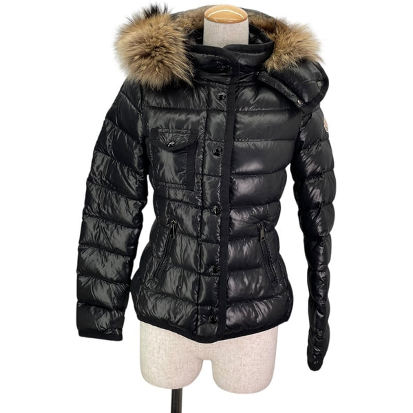 モンクレール MONCLER ARMOISE ファー付ダウンジャケット B20934531015 ブラック ナイロン レディース ダウンジャケット