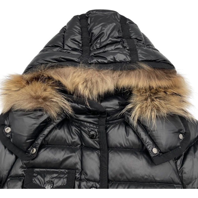 モンクレール MONCLER ARMOISE ファー付ダウンジャケット B20934531015 ブラック ナイロン レディース ダウンジャケット