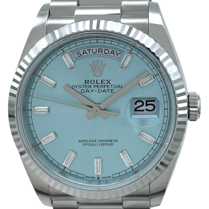ロレックス ROLEX デイデイトアイスブルー 128236A ブルー プラチナ Pt950 自動巻き メンズ 腕時計