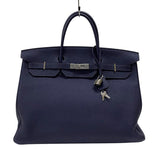 エルメス HERMES バーキン40 パーソナルオーダー Z刻印 ブルーニュイ×カノピ シルバー金具 トゴ レディース ハンドバッグ