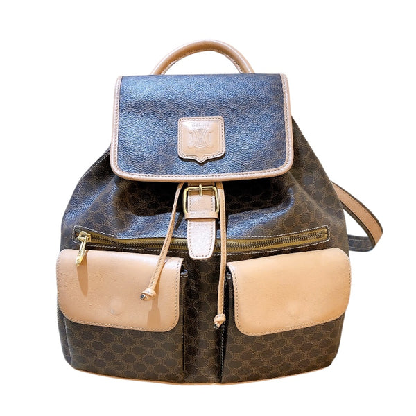 セリーヌ CELINE マカダムバックパック ブラウン PVC レディース