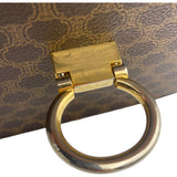 セリーヌ CELINE マカダム柄 トップハンドルバッグ ブラウン PVC レディース ハンドバッグ