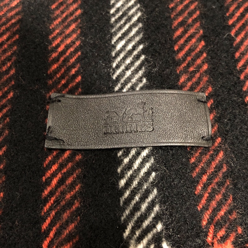 エルメス HERMES カシミヤ マフラー ブラック×レッド カシミヤ メンズ マフラー