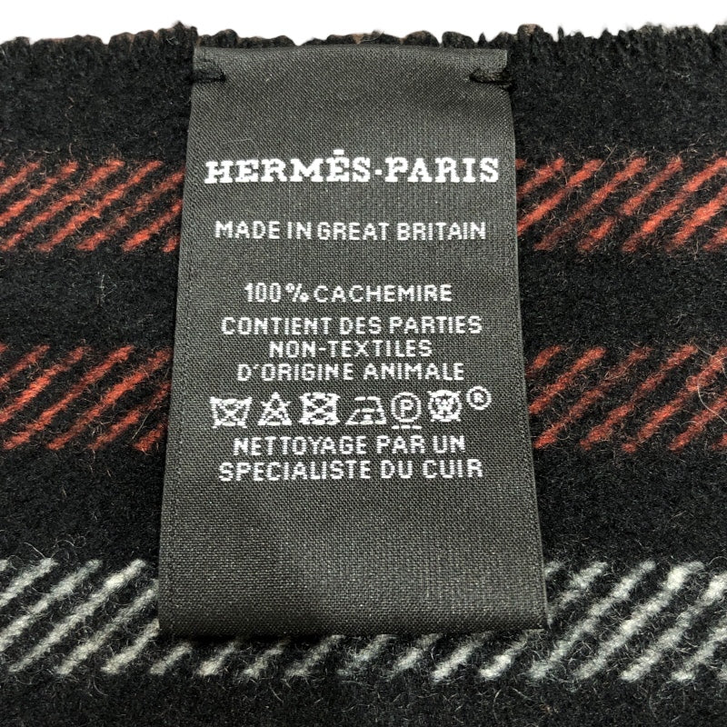 エルメス HERMES カシミヤ マフラー ブラック×レッド カシミヤ メンズ マフラー