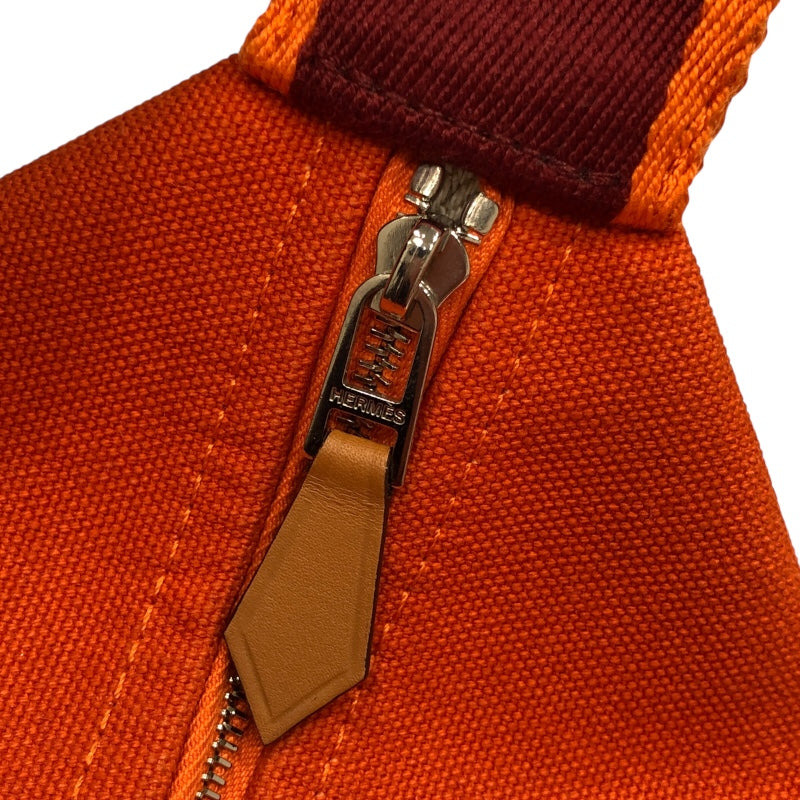 エルメス HERMES プリッドアブラック オレンジ トワル レディース ポーチ