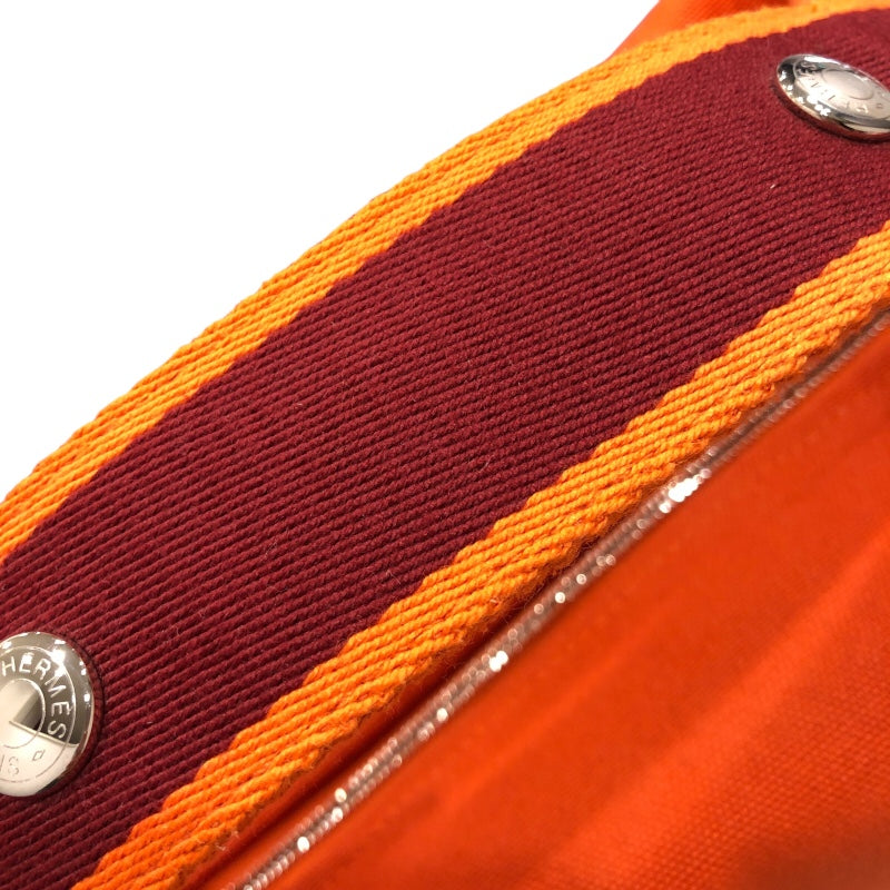 エルメス HERMES プリッドアブラック オレンジ トワル レディース ポーチ