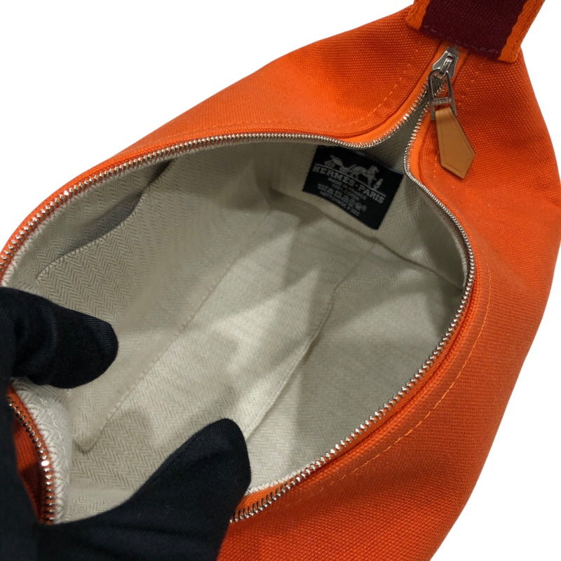 エルメス HERMES プリッドアブラック オレンジ トワル レディース ポーチ