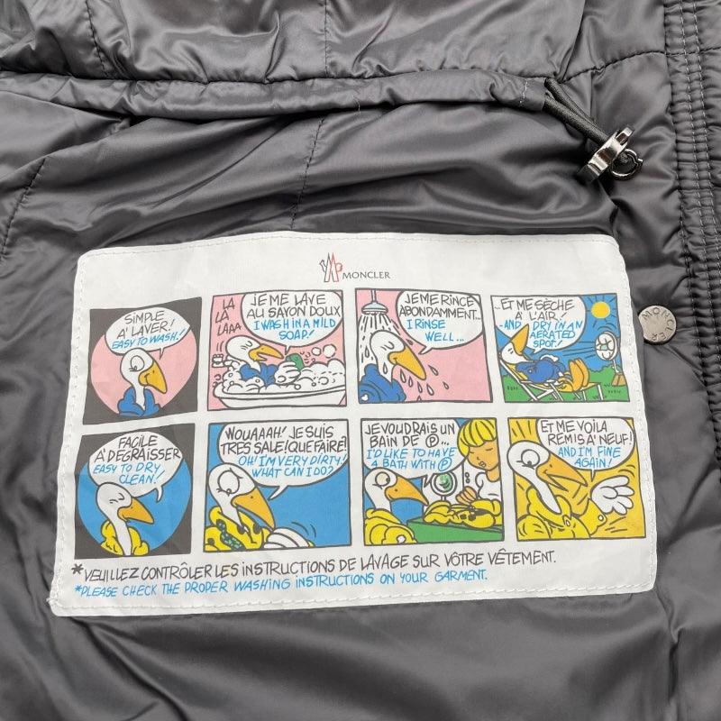 モンクレール MONCLER HERMIFUR ファー付ダウンコート D20934990015 グレー ナイロン レディース ダウンジャケット