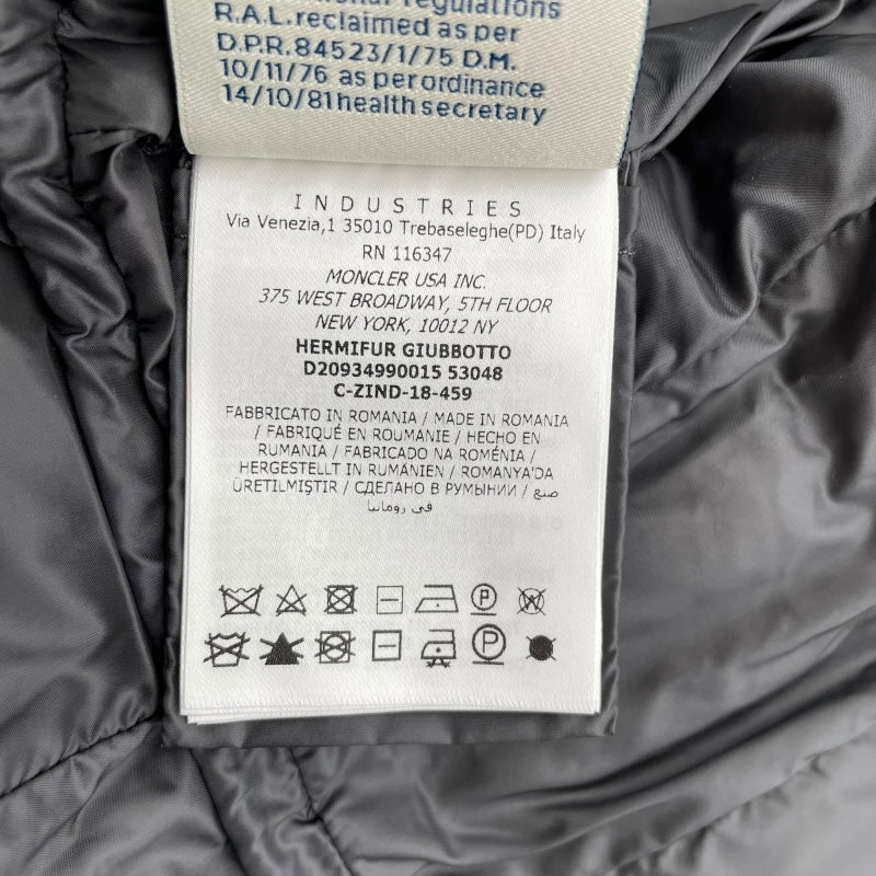 モンクレール MONCLER HERMIFUR ファー付ダウンコート D20934990015 グレー ナイロン レディース ダウンジャケット