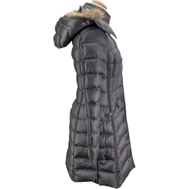 モンクレール MONCLER HERMIFUR ファー付ダウンコート D20934990015 グレー ナイロン レディース ダウンジャケット