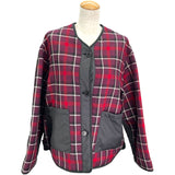 クリスチャン・ディオール Christian Dior チェック切替マクロカナージュジャケット 351C56A1463 ブラック/レッド ウール レディース その他アウター