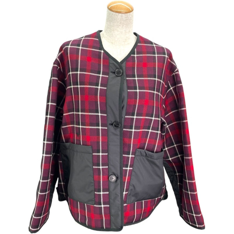 クリスチャン・ディオール Christian Dior チェック切替マクロカナージュジャケット 351C56A1463 ブラック/レッド ウール レディース その他アウター