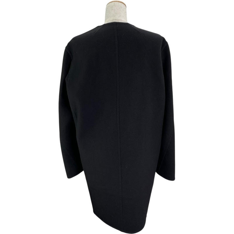 セリーヌ CELINE カシミヤ混ノーカラーコート ブラック 毛 レディース その他アウター