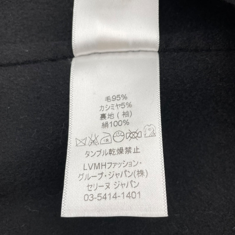 セリーヌ CELINE カシミヤ混ノーカラーコート ブラック 毛 レディース その他アウター