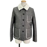 クリスチャン・ディオール Christian Dior BEE刺繍ボア切替ジャケット 157V54A3439 グレー コットン レディース その他アウター