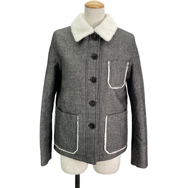 クリスチャン・ディオール Christian Dior BEE刺繍ボア切替ジャケット 157V54A3439 グレー コットン レディース その他アウター