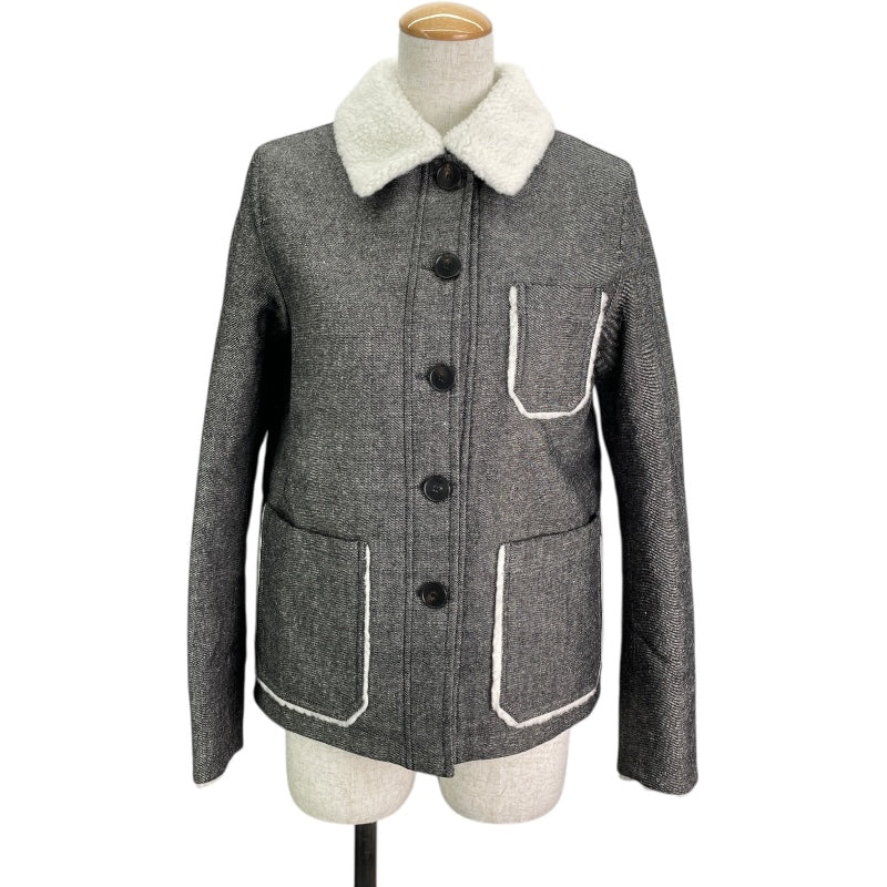 クリスチャン・ディオール Christian Dior BEE刺繍ボア切替ジャケット 157V54A3439 グレー コットン レディース その他アウター
