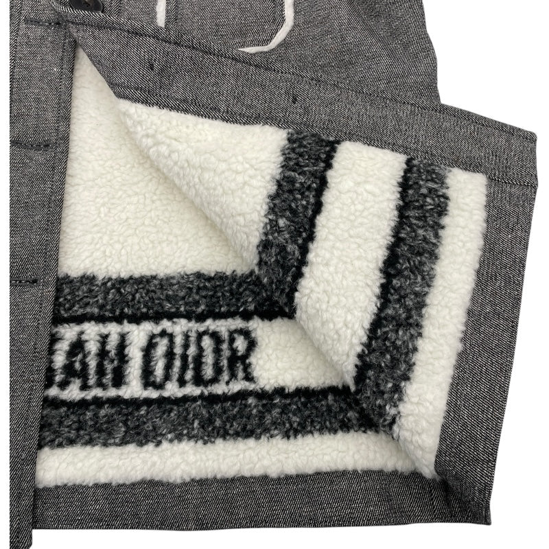 クリスチャン・ディオール Christian Dior BEE刺繍ボア切替ジャケット 157V54A3439 グレー コットン レディース その他アウター