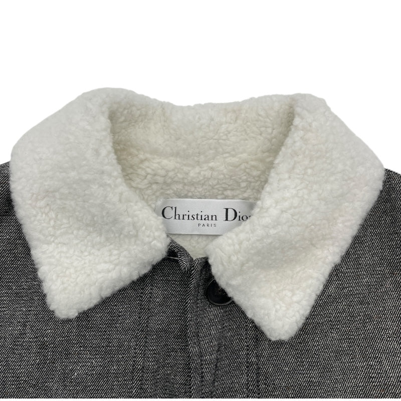 クリスチャン・ディオール Christian Dior BEE刺繍ボア切替ジャケット 157V54A3439 グレー コットン レディース その他アウター