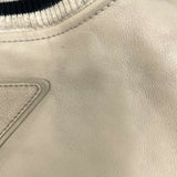 プラダ PRADA ヴィンテージ加工レザーボンバージャケット 58A190 ベージュ レザー メンズ スタジャン