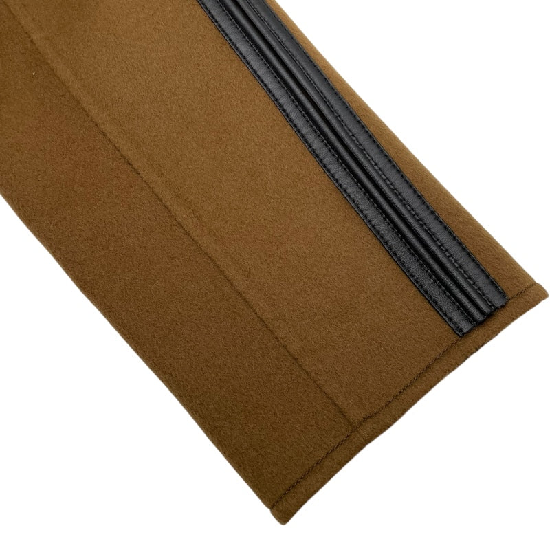 ルイ・ヴィトン LOUIS VUITTON レザートリムベルテッドラップコート ブラウン ウール レディース その他アウター