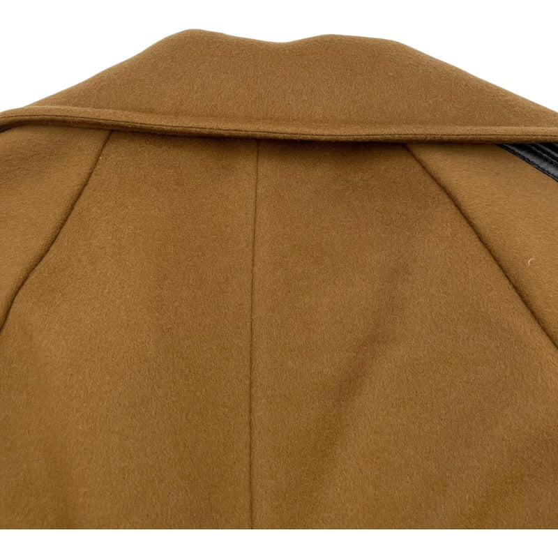 ルイ・ヴィトン LOUIS VUITTON レザートリムベルテッドラップコート ブラウン ウール レディース その他アウター
